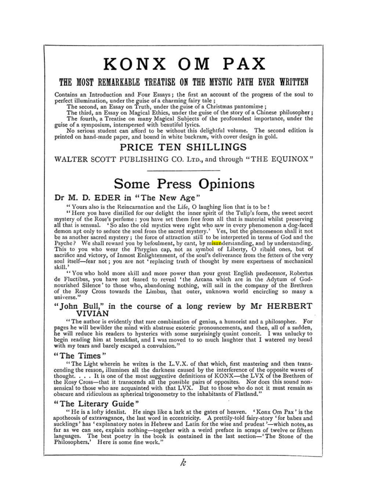 Original scan of The Equinox (Volume I, Number VI), PDF page 307