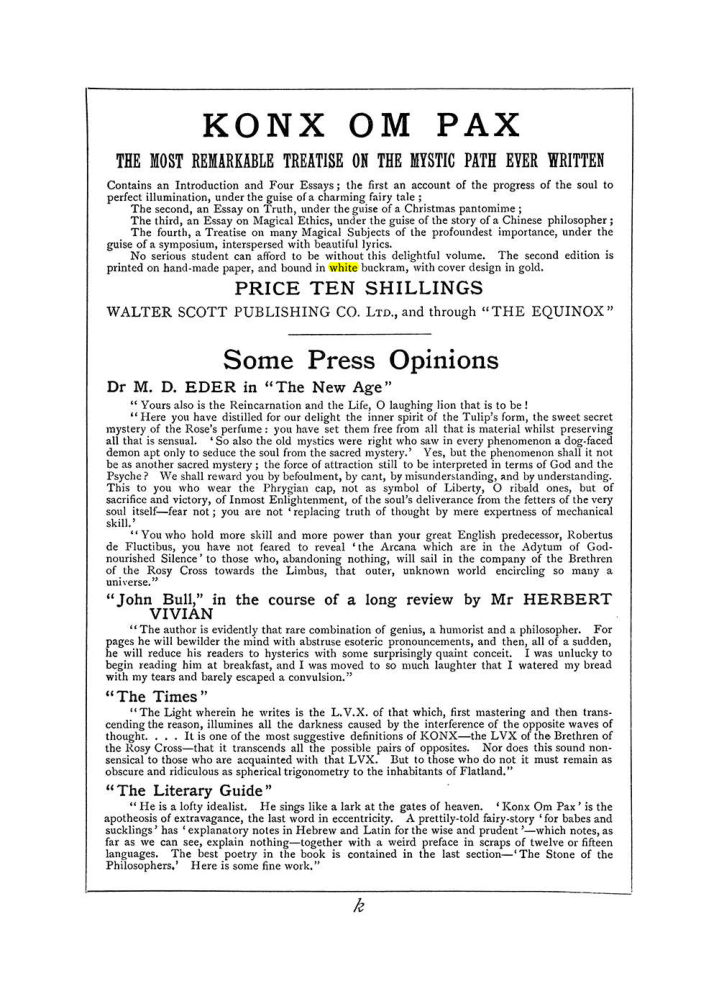 Original scan of The Equinox (Volume I, Number VI), PDF page 307