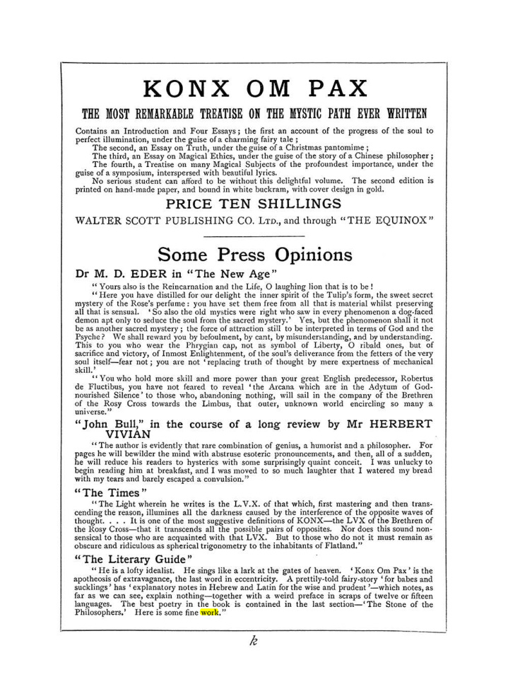 Original scan of The Equinox (Volume I, Number VI), PDF page 307