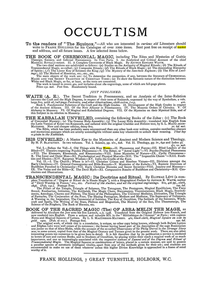 Original scan of The Equinox (Volume I, Number VI), PDF page 308