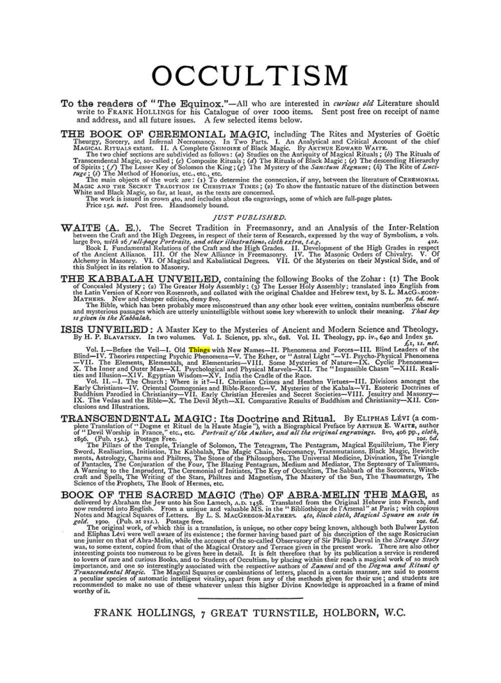 Original scan of The Equinox (Volume I, Number VI), PDF page 308