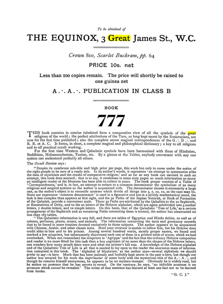 Original scan of The Equinox (Volume I, Number VI), PDF page 312
