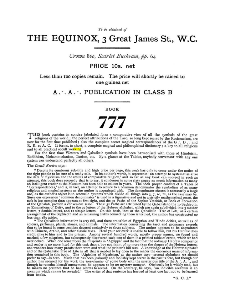 Original scan of The Equinox (Volume I, Number VI), PDF page 312