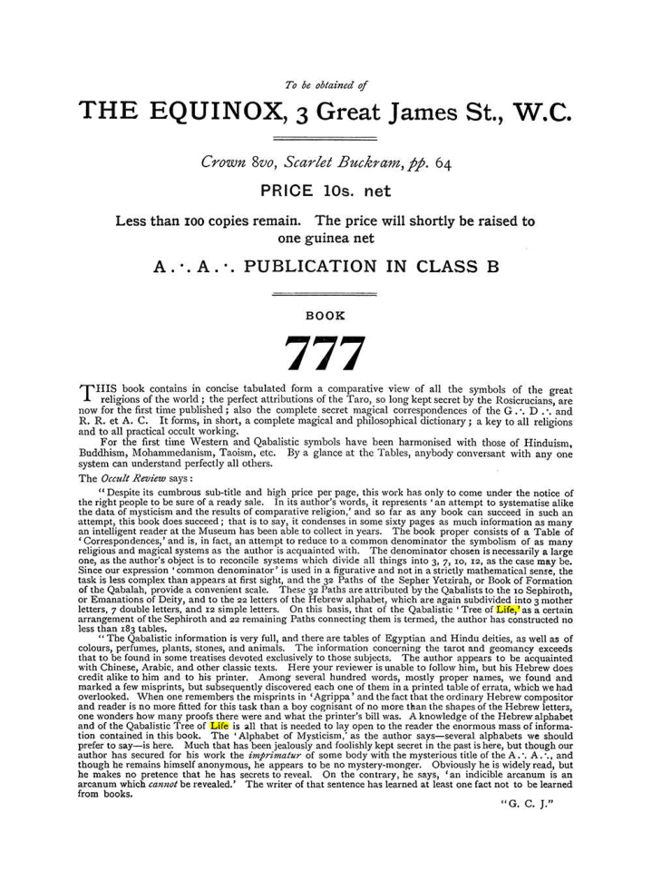 Original scan of The Equinox (Volume I, Number VI), PDF page 312