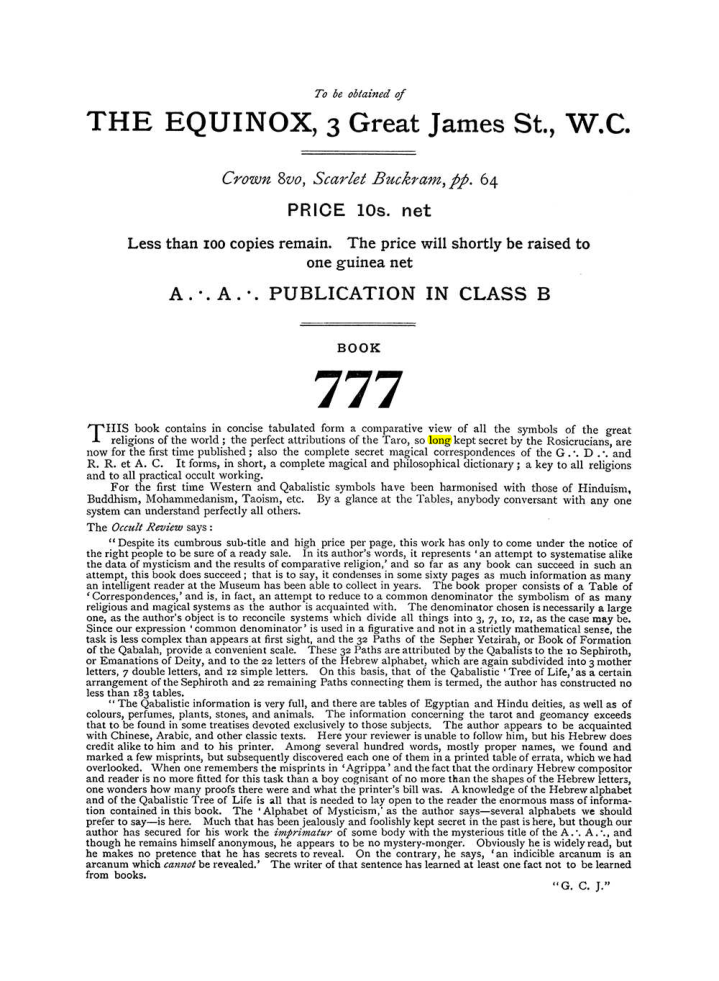 Original scan of The Equinox (Volume I, Number VI), PDF page 312
