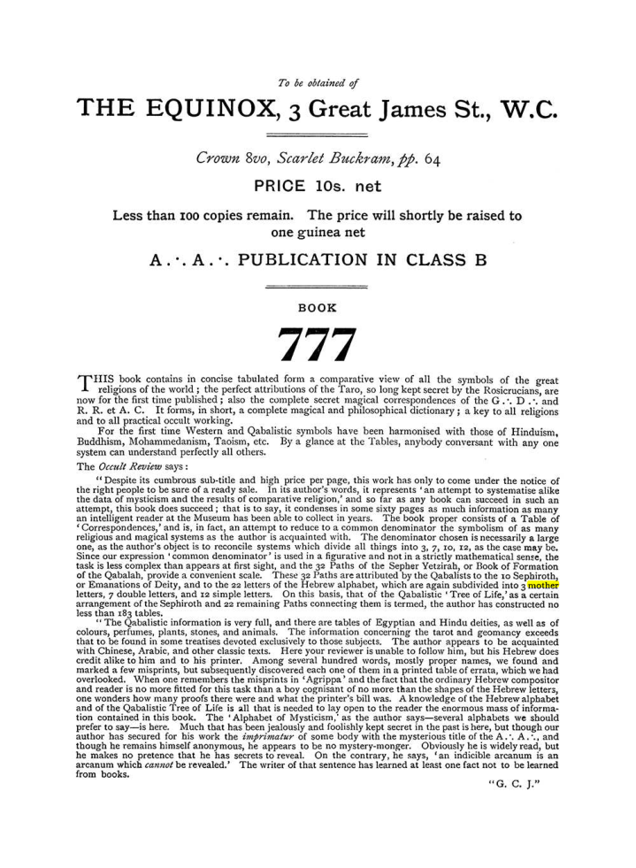 Original scan of The Equinox (Volume I, Number VI), PDF page 312