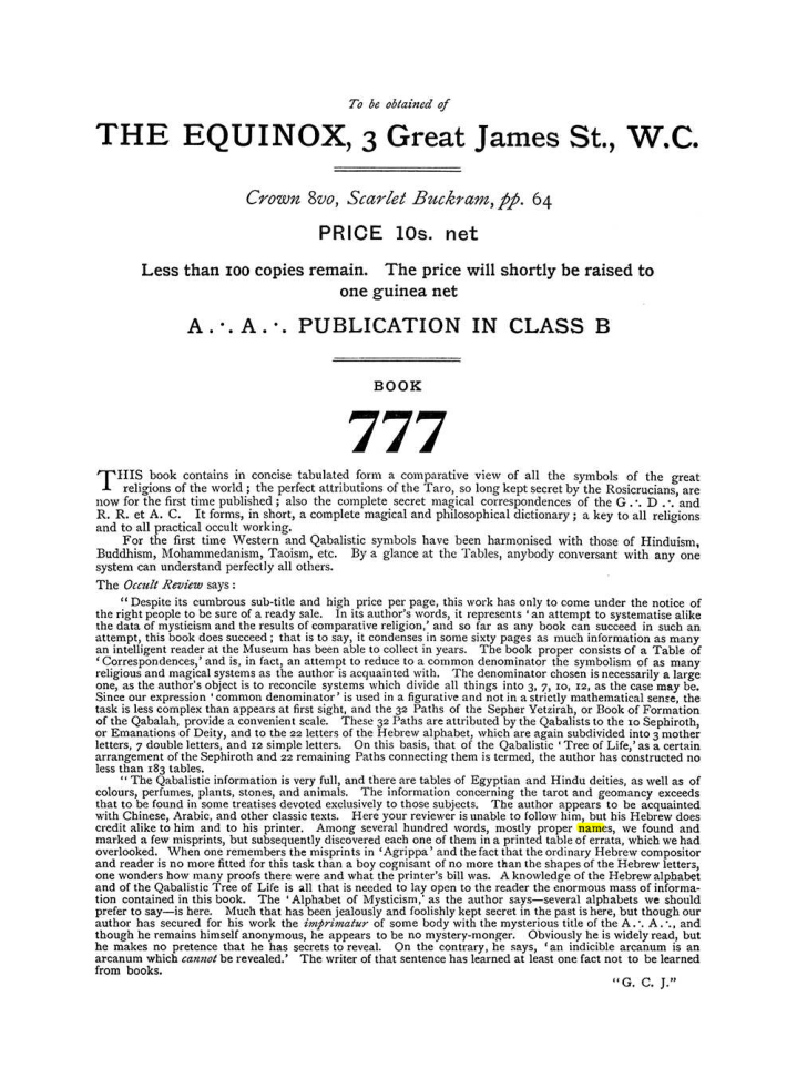 Original scan of The Equinox (Volume I, Number VI), PDF page 312