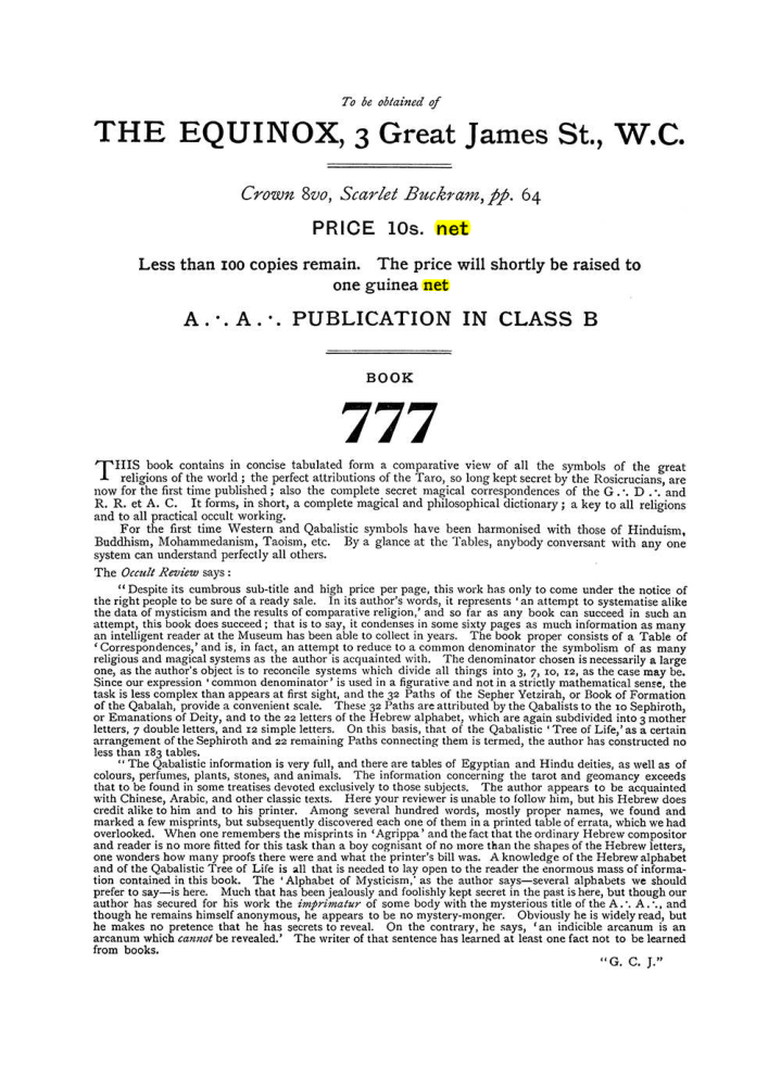 Original scan of The Equinox (Volume I, Number VI), PDF page 312