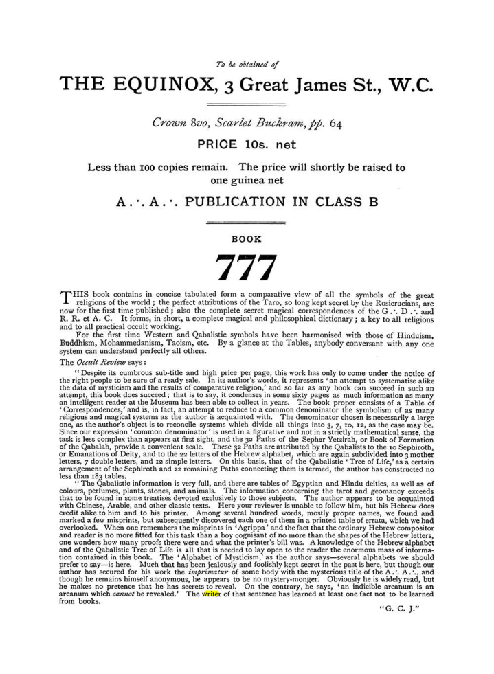 Original scan of The Equinox (Volume I, Number VI), PDF page 312