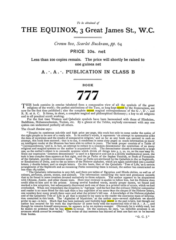 Original scan of The Equinox (Volume I, Number VI), PDF page 312