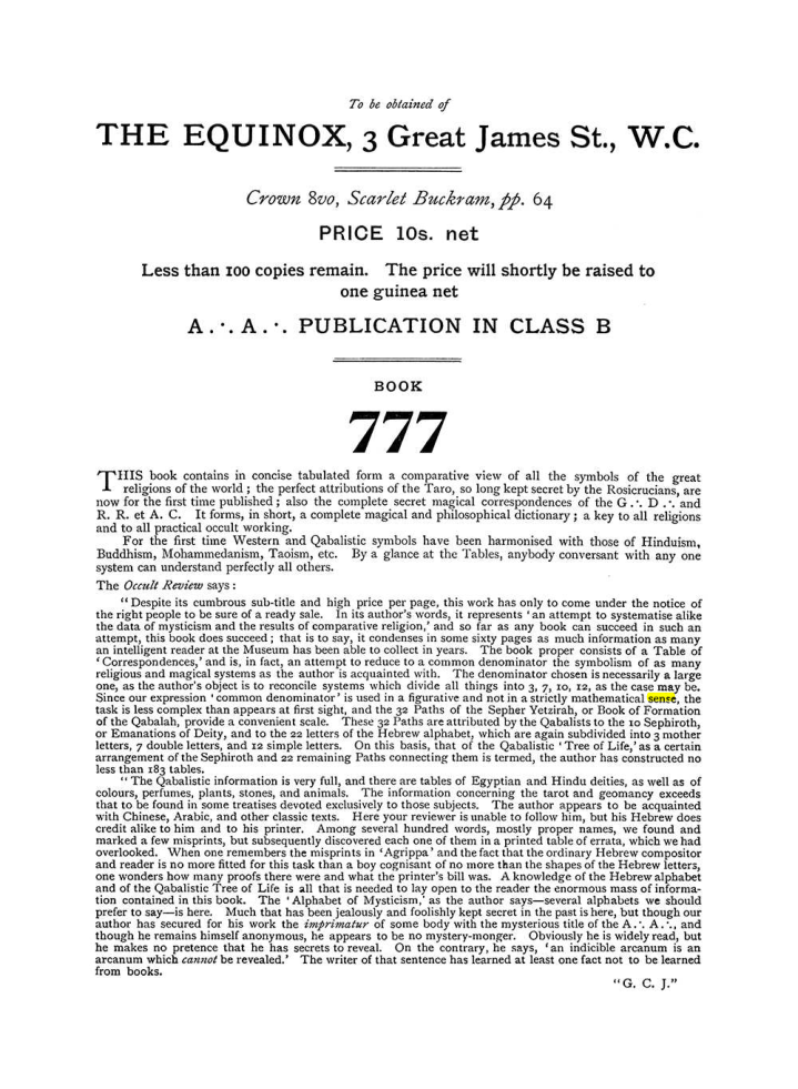 Original scan of The Equinox (Volume I, Number VI), PDF page 312