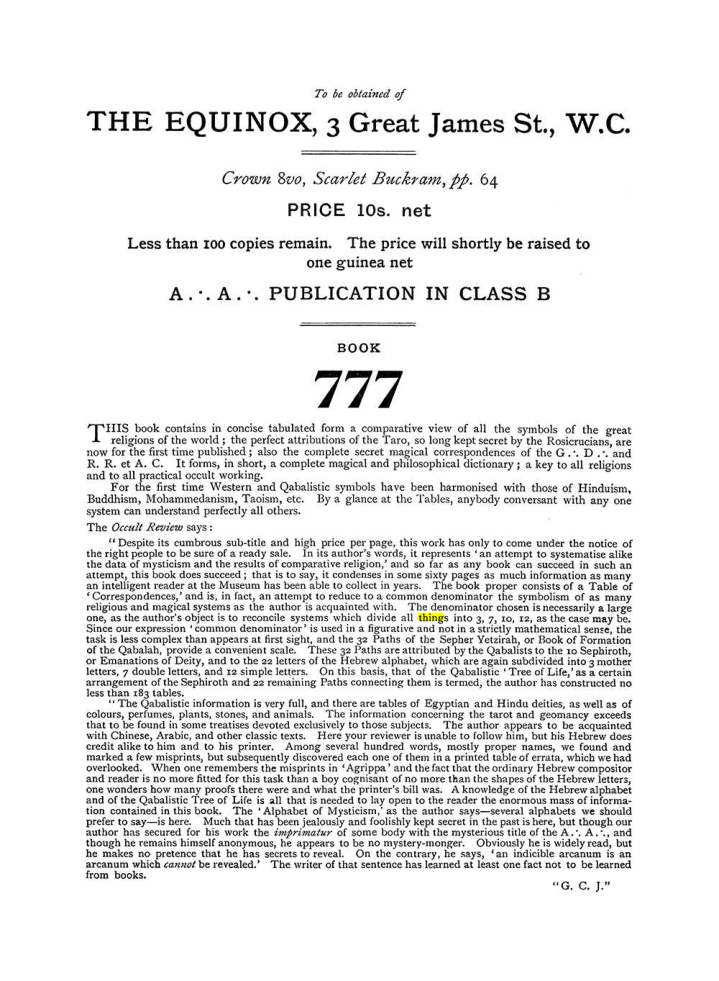 Original scan of The Equinox (Volume I, Number VI), PDF page 312