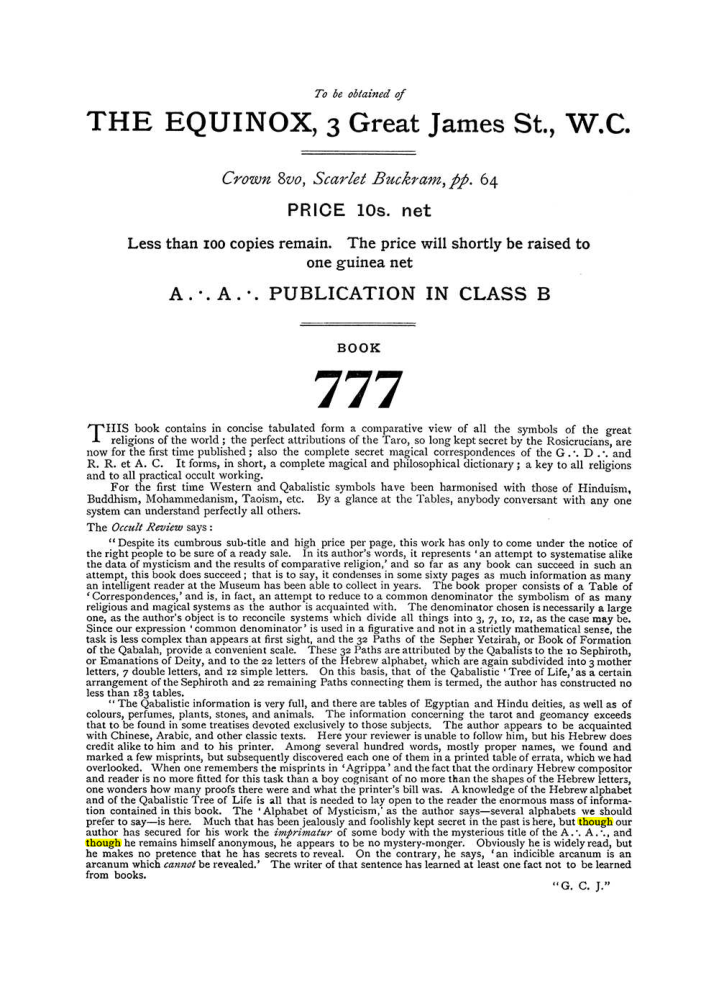 Original scan of The Equinox (Volume I, Number VI), PDF page 312