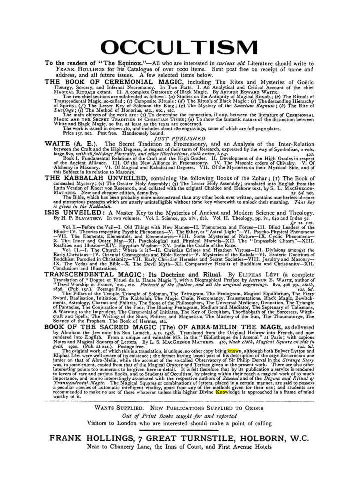 Original scan of The Equinox (Volume I, Number VII), PDF page 423