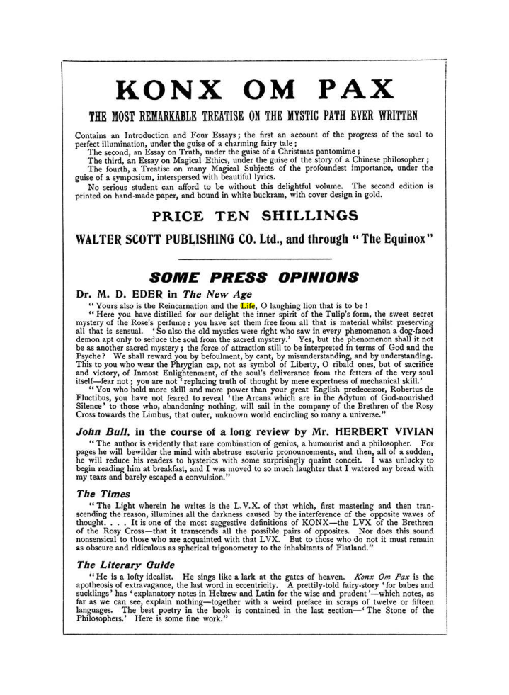 Original scan of The Equinox (Volume I, Number VII), PDF page 430