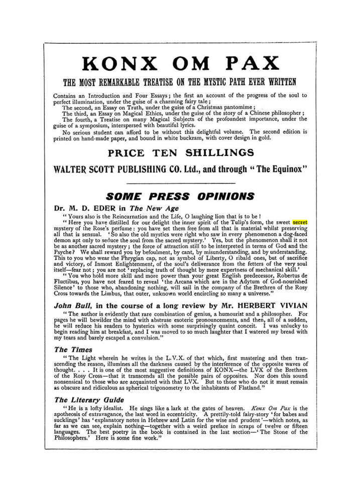 Original scan of The Equinox (Volume I, Number VII), PDF page 430