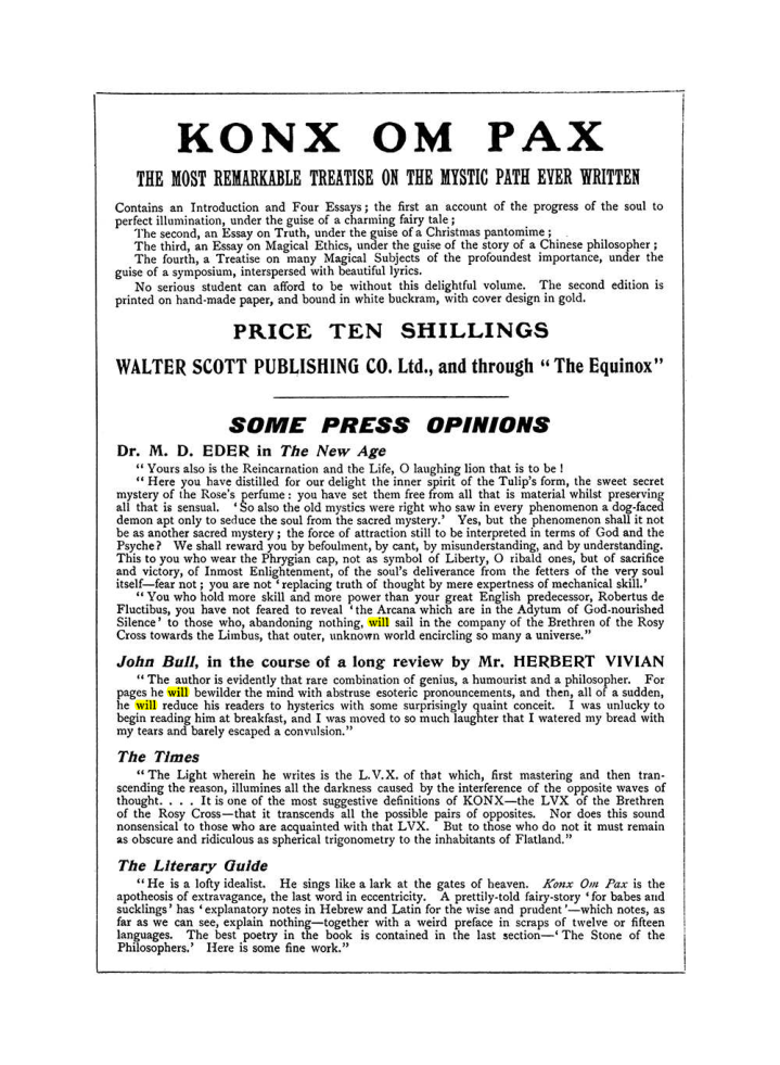 Original scan of The Equinox (Volume I, Number VII), PDF page 430