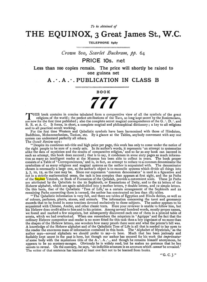 Original scan of The Equinox (Volume I, Number VII), PDF page 432