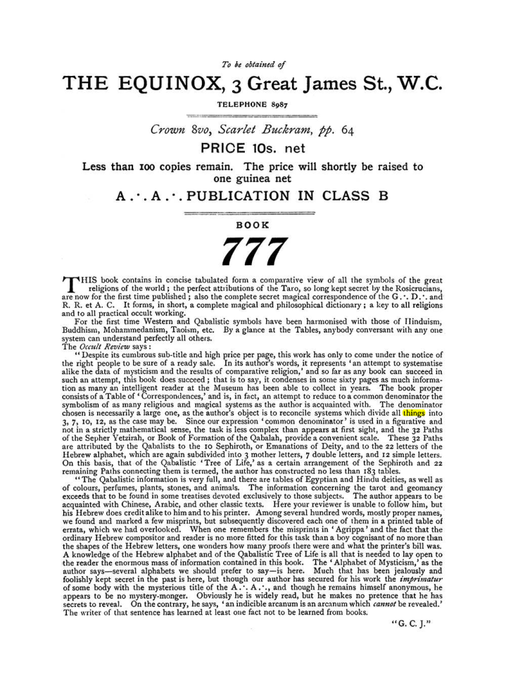 Original scan of The Equinox (Volume I, Number VII), PDF page 432