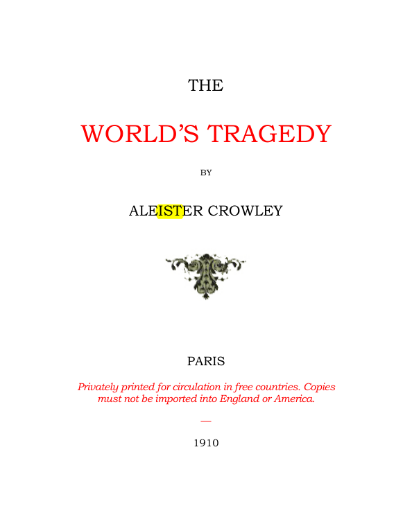Original scan of The World’s Tragedy, PDF page 4