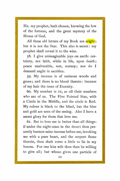 Original scan of Liber Al vel Legis, PDF page 11