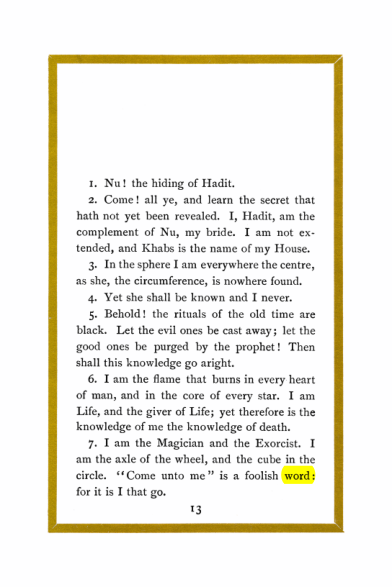 Original scan of Liber Al vel Legis, PDF page 13