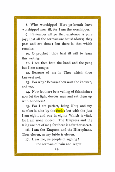 Original scan of Liber Al vel Legis, PDF page 14