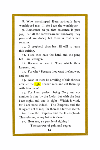 Original scan of Liber Al vel Legis, PDF page 14