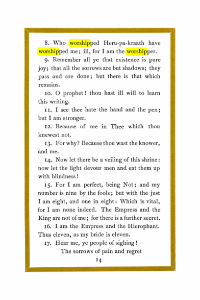 Original scan of Liber Al vel Legis, PDF page 14