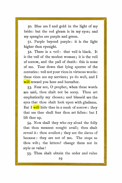 Original scan of Liber Al vel Legis, PDF page 19