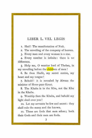 Original scan of Liber Al vel Legis, PDF page 3