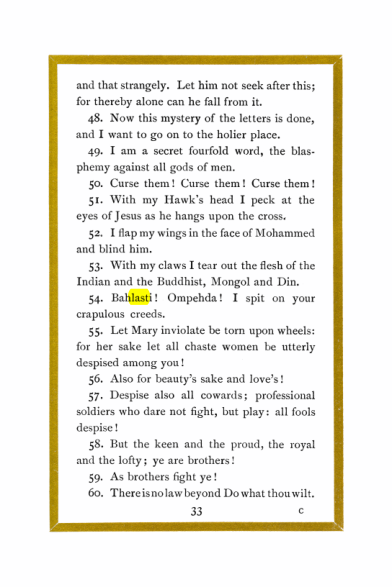 Original scan of Liber Al vel Legis, PDF page 33