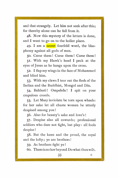 Original scan of Liber Al vel Legis, PDF page 33