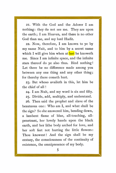 Original scan of Liber Al vel Legis, PDF page 5