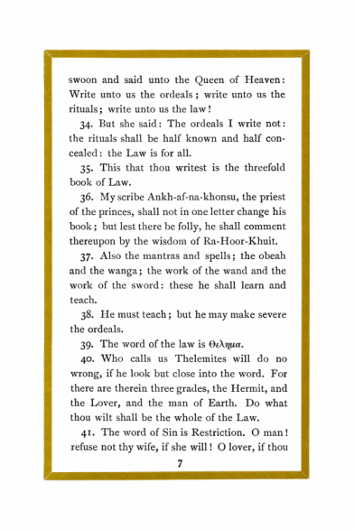 Original scan of Liber Al vel Legis, PDF page 7