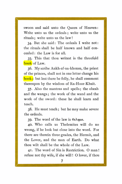 Original scan of Liber Al vel Legis, PDF page 7