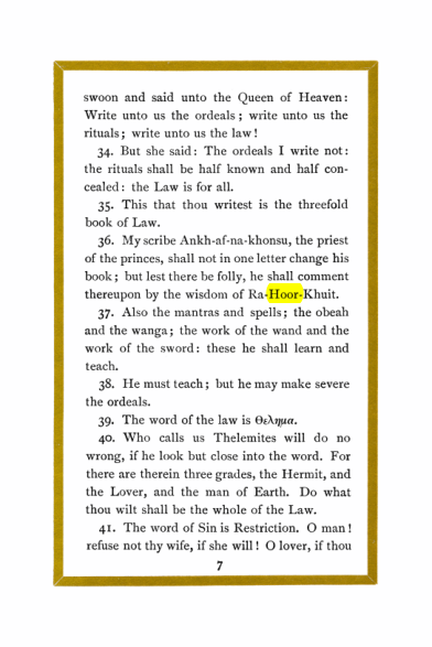 Original scan of Liber Al vel Legis, PDF page 7