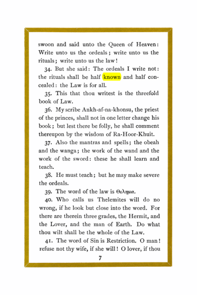 Original scan of Liber Al vel Legis, PDF page 7