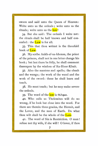 Original scan of Liber Al vel Legis, PDF page 7