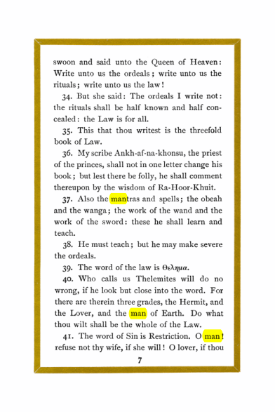 Original scan of Liber Al vel Legis, PDF page 7