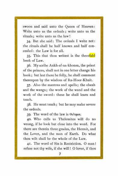 Original scan of Liber Al vel Legis, PDF page 7