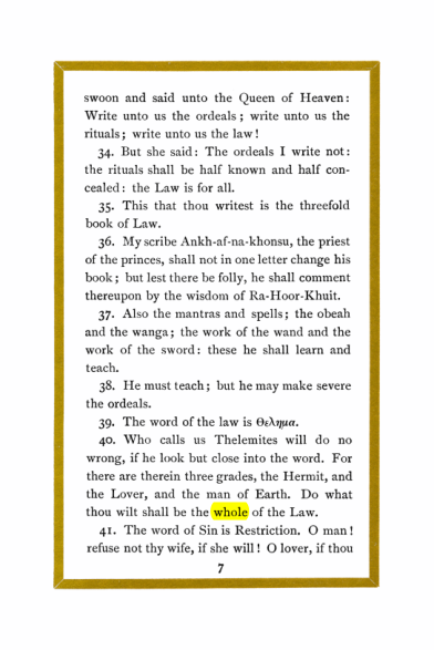 Original scan of Liber Al vel Legis, PDF page 7