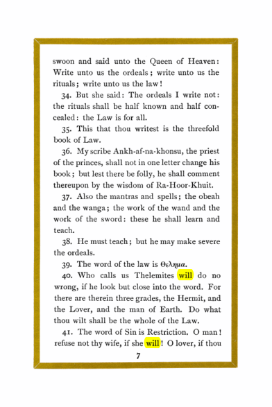 Original scan of Liber Al vel Legis, PDF page 7