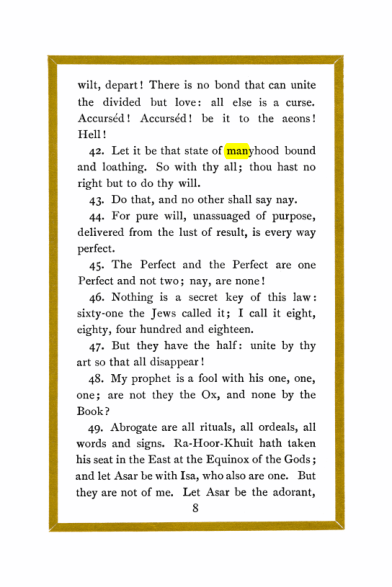 Original scan of Liber Al vel Legis, PDF page 8