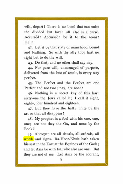 Original scan of Liber Al vel Legis, PDF page 8