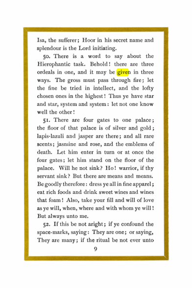 Original scan of Liber Al vel Legis, PDF page 9