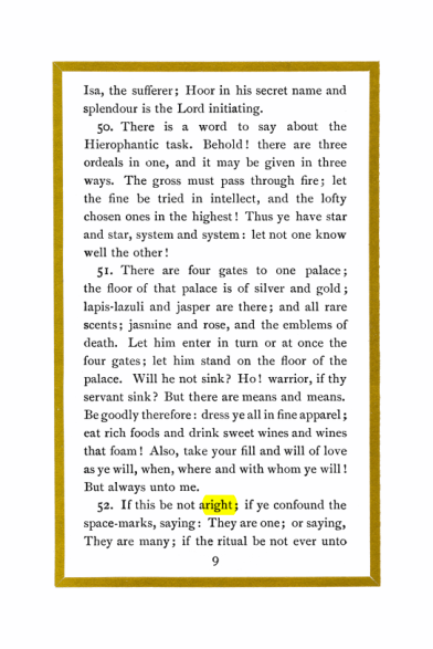 Original scan of Liber Al vel Legis, PDF page 9