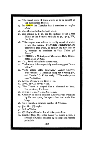 Original scan of The Book of Lies, PDF page 118