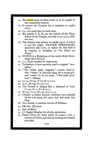 Original scan of The Book of Lies, PDF page 118