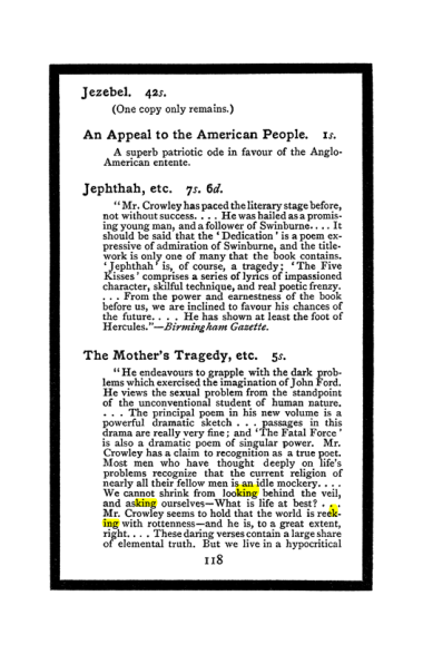 Original scan of The Book of Lies, PDF page 126